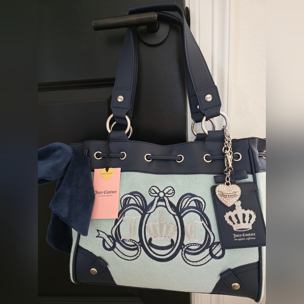 Juicy Couture Daydreamer Navy and Light Blue Tote Bag